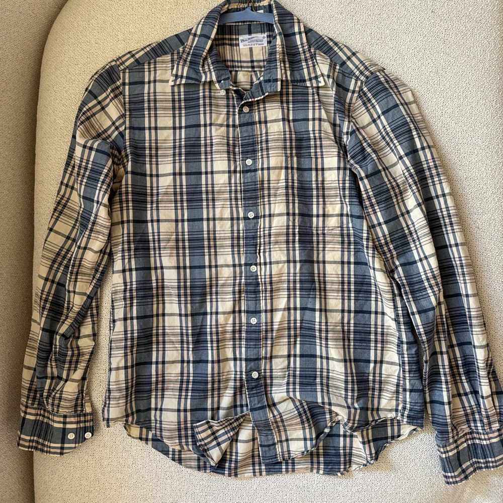 Gant Navy and Beige Plaid Men's Shirt